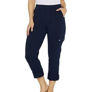 Susan Graver Premium Stretch Crop Pants NAVY  12252